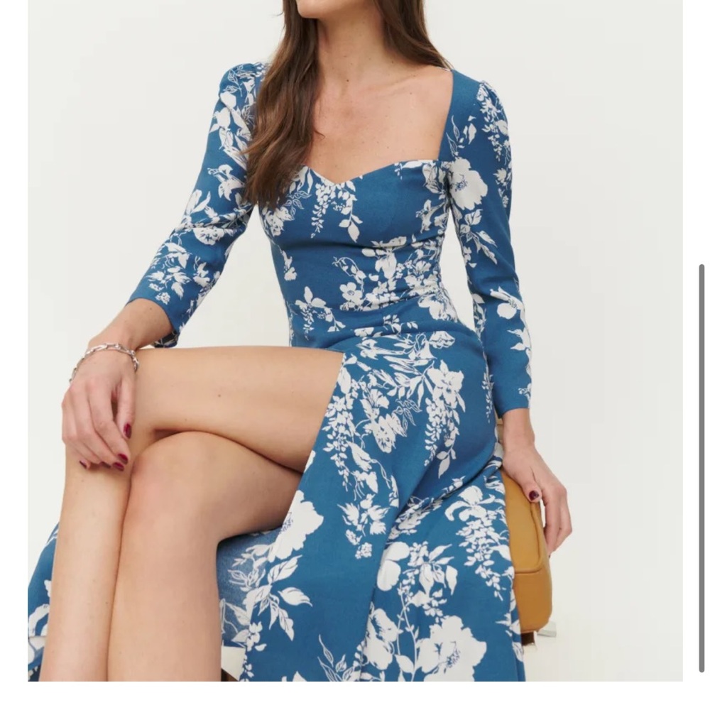 Reformation Mara Dress in Cyanotype